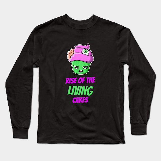 Halloween Cute Cupcake Zombie Long Sleeve T-Shirt by SpookyHalloween